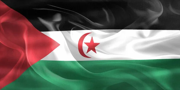 Flaga Sahary Zachodniej Realistyczna Flaga Tkaniny Machającej — Zdjęcie stockowe