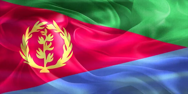 Eritrea Flagge Realistisches Fahnenschwenken — Stockfoto