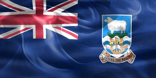 Bandeira Das Ilhas Falkland Bandeira Tecido Ondulação Realista — Fotografia de Stock