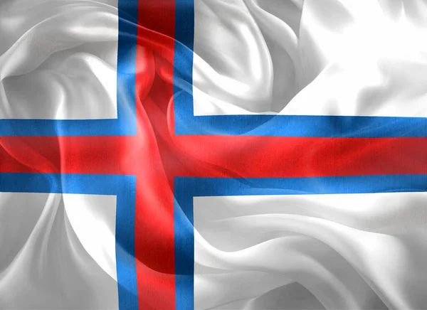 Bandeira Das Ilhas Faroé Bandeira Tecido Ondulação Realista — Fotografia de Stock