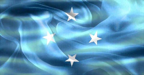 Bandera Micronesia Bandera Tela Ondeante Realista —  Fotos de Stock