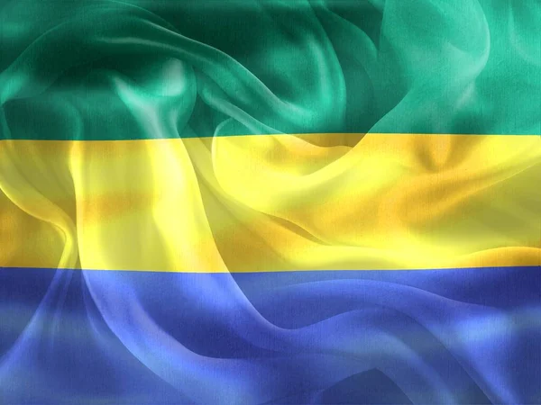 Bandiera Gabon Bandiera Tessuto Sventolante Realistica — Foto Stock