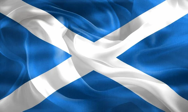 Bandera Escocia Bandera Tela Ondeante Realista —  Fotos de Stock