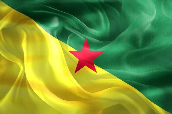 Francia Guyana Zászló Reális Hullámzó Szövet Zászló — Stock Fotó