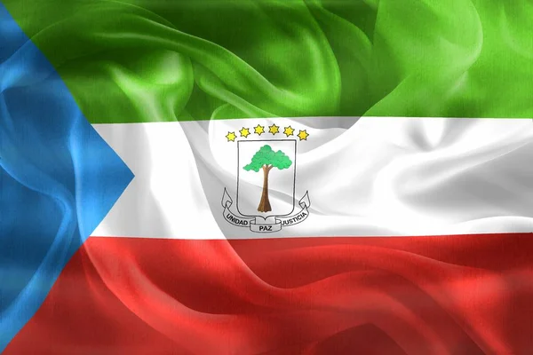 Vlajka Rovníkové Guineje Realistická Vlnící Vlajka — Stock fotografie