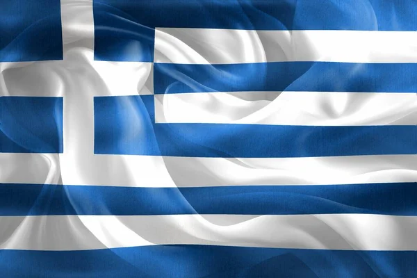 Bandeira Grécia Bandeira Tecido Ondulante Realista — Fotografia de Stock