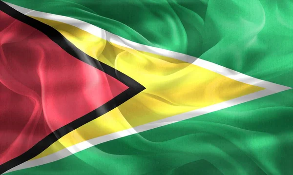 Bandera Guyana Bandera Tela Ondeante Realista —  Fotos de Stock