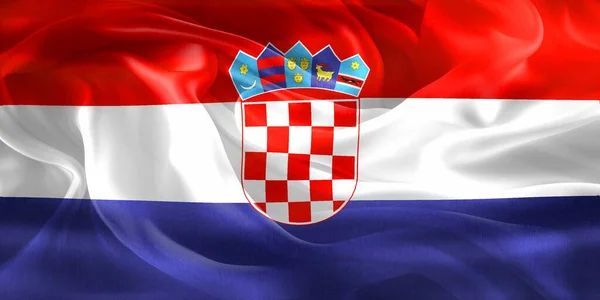 Bandera Croacia Bandera Tela Ondeante Realista — Foto de Stock