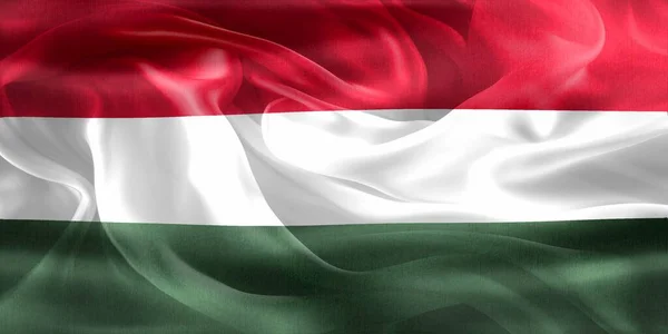 Ungarn Fahne Realistisch Schwenkende Stofffahne — Stockfoto