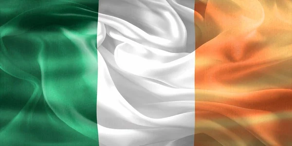 Bandeira Irlanda Bandeira Tecido Acenar Realista — Fotografia de Stock