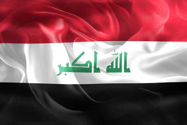 Bandeira Iraque Bandeira Tecido Acenar Realista — Fotografia de Stock