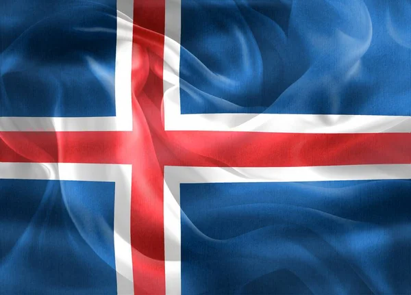 Bandeira Islândia Bandeira Tecido Acenar Realista — Fotografia de Stock
