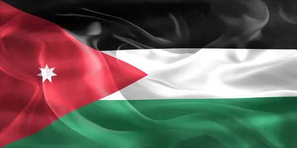 Flaga Jordanii Realistyczna Flaga — Zdjęcie stockowe