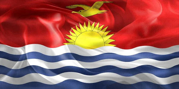 基里巴斯国旗 现实的挥动面料旗 — 图库照片