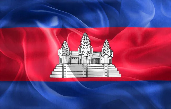 Kamboçya Bayrağı Gerçekçi Kumaş Bayrağı — Stok fotoğraf