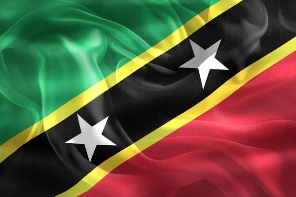 Saint Kitts Nevis Vlag Realistische Zwaaiende Stof Vlag — Stockfoto