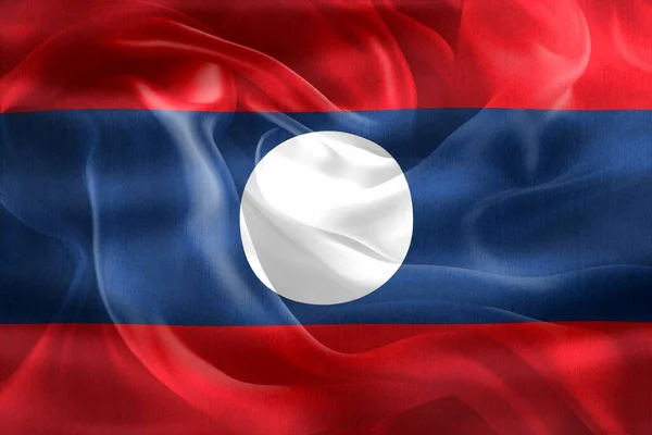 Bandera Laos Bandera Tela Ondeante Realista —  Fotos de Stock