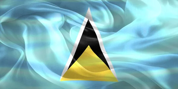 Saint Lucia Zászló Reális Hullámzó Szövet Zászló — Stock Fotó