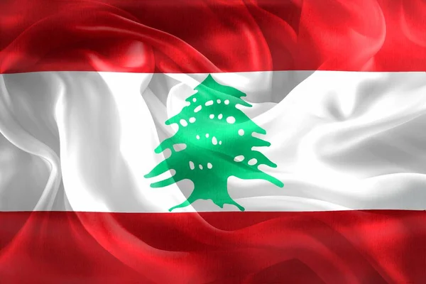 Bandeira Líbano Bandeira Tecido Ondulante Realista — Fotografia de Stock