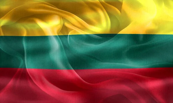 Litvánia Zászló Reális Hullámzó Szövet Zászló — Stock Fotó