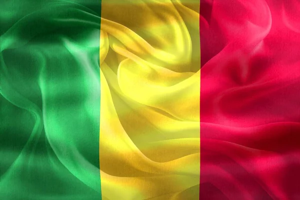 Bandeira Mali Bandeira Tecido Ondulante Realista — Fotografia de Stock
