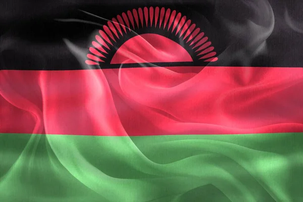 Flaga Malawi Realistyczna Flaga Tkaniny Machającej — Zdjęcie stockowe