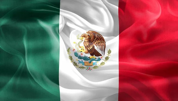 Bandeira México Bandeira Tecido Ondulante Realista — Fotografia de Stock