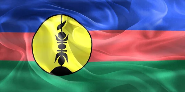 Bandeira Nova Caledónia Bandeira Tecido Ondulante Realista — Fotografia de Stock