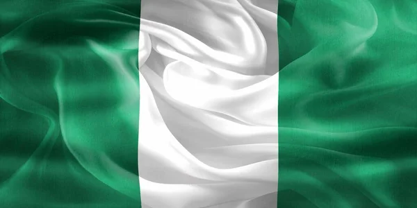 Bandera Nigeria Bandera Tela Ondeante Realista — Foto de Stock