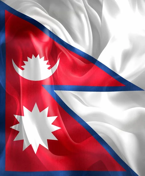 Flaga Nepalu Realistyczna Flaga Falistej Tkaniny — Zdjęcie stockowe