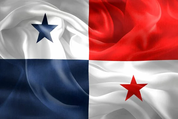 Panama Flagga Realistisk Vinka Tyg Flagga — Stockfoto