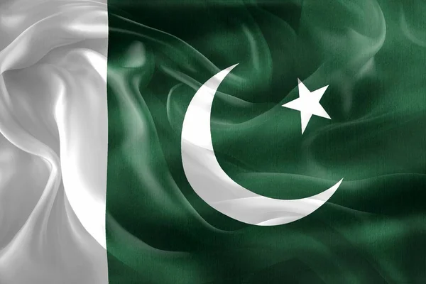 Bandeira Paquistão Bandeira Tecido Acenar Realista — Fotografia de Stock