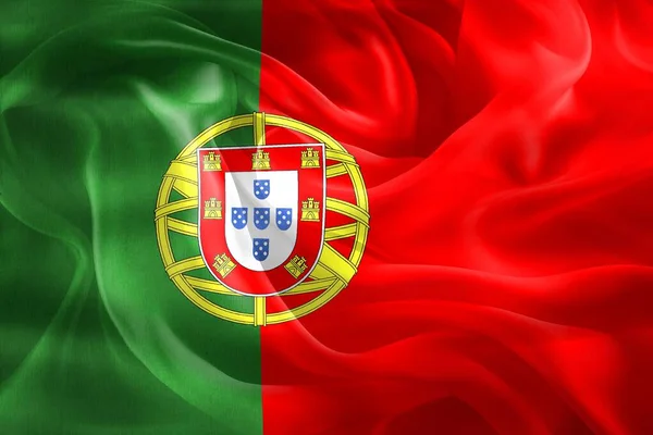 Portugal Flagga Realistisk Vinka Tyg Flagga — Stockfoto