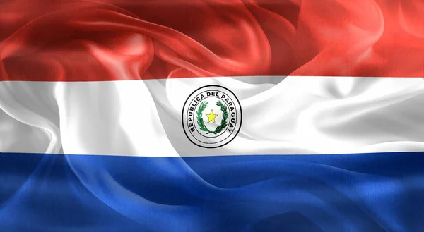 巴拉圭国旗 现实的挥动面料国旗 — 图库照片