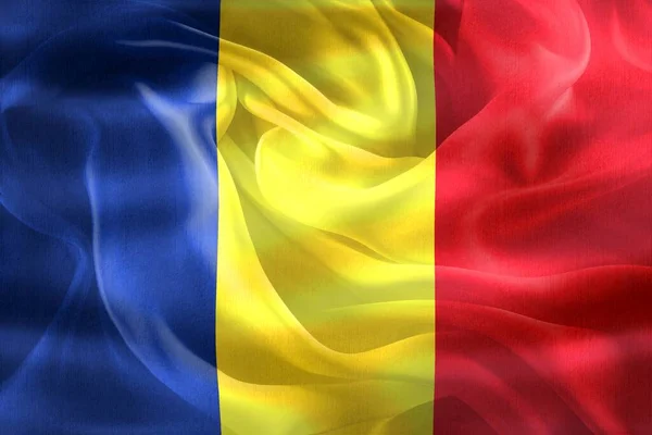 ルーマニアの旗 現実的な波のファブリックフラグ — ストック写真