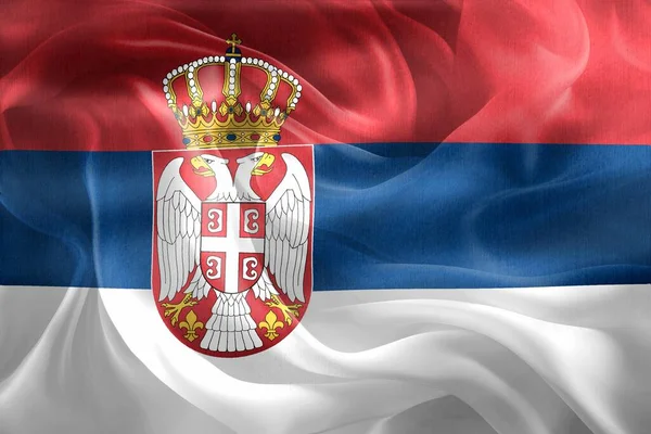 Флаг Сербии Реалистичный Тканевый Флаг — стоковое фото