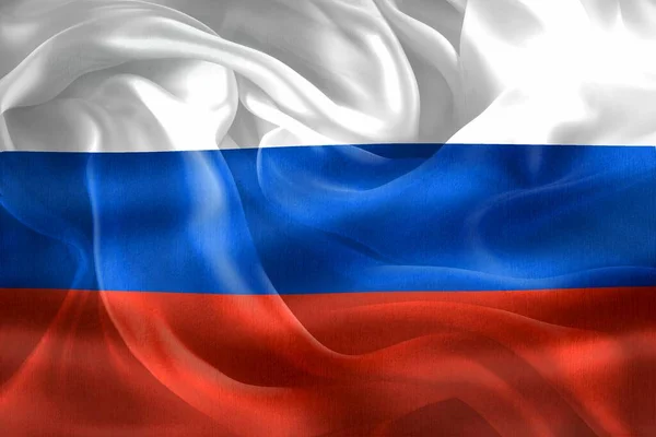Bandera Rusia Bandera Tela Ondeante Realista — Foto de Stock