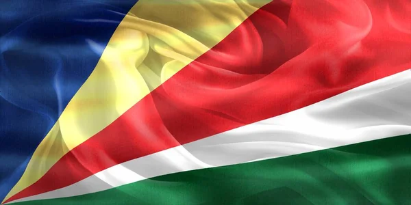 Bandeira Das Seychelles Bandeira Tecido Ondulação Realista — Fotografia de Stock