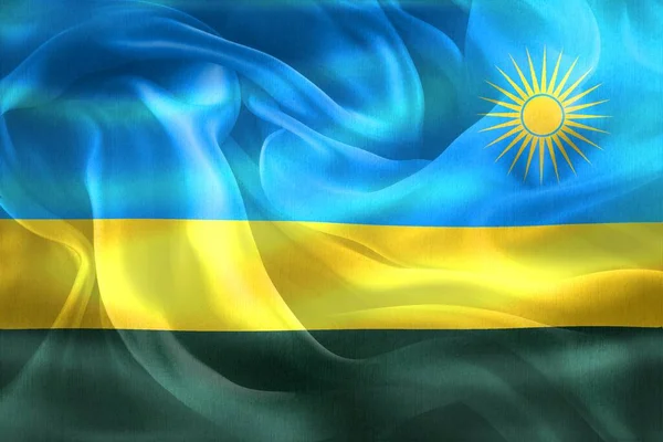 Bandera Ruanda Bandera Tela Ondeante Realista — Foto de Stock