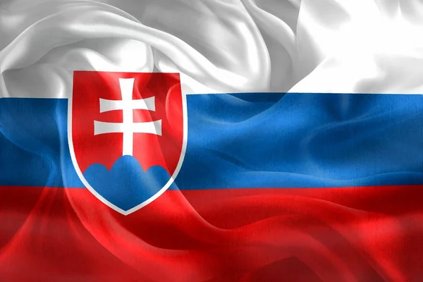 Illustration Slovakisk Flagga Realistisk Vinka Tyg Flagga — Stockfoto