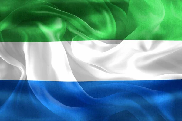 Illustration Sierra Leone Flagga Realistisk Vinka Tyg Flagga — Stockfoto