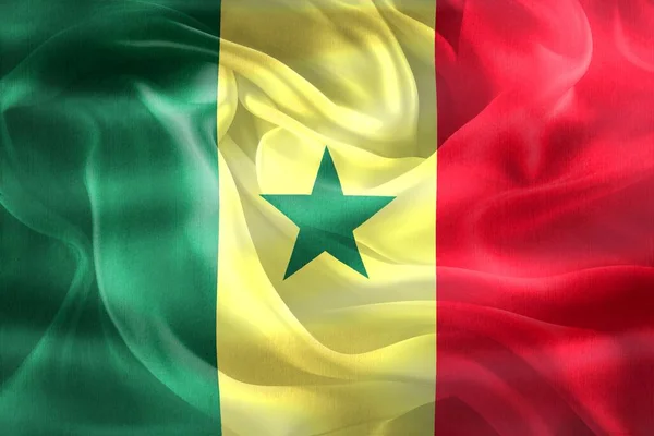 Ілюстрація Прапора Сенегалу Реалістичний Махаючий Прапор — стокове фото