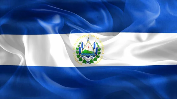 Salvador Bayrağının Boyutlu Görüntüsü Gerçekçi Kumaş Bayrağı Sallama — Stok fotoğraf