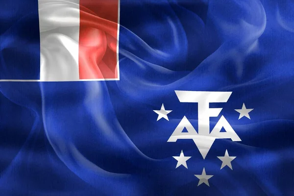 Иллюстрация Флага Французских Южных Территорий Реалистичный Размахивающий Тканевым Флагом — стоковое фото