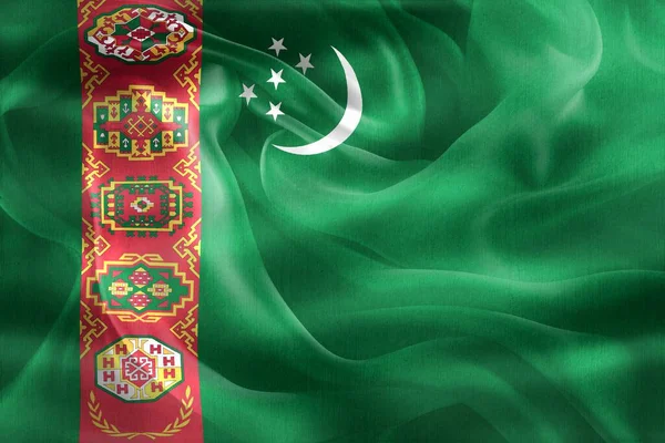 Иллюстрация Флага Туркменистана Реалистичный Размахивающий Тканевым Флагом — стоковое фото