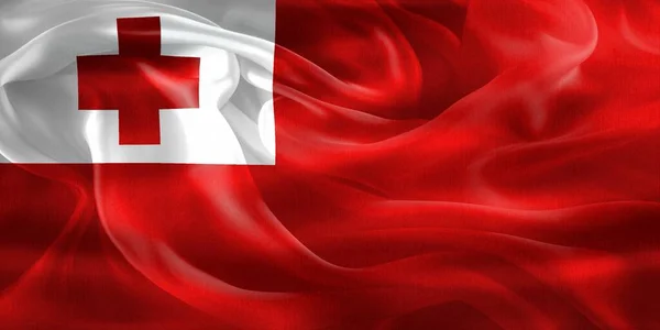 stock image 3D-Illustration of a Tonga flag - realistic waving fabric flag.