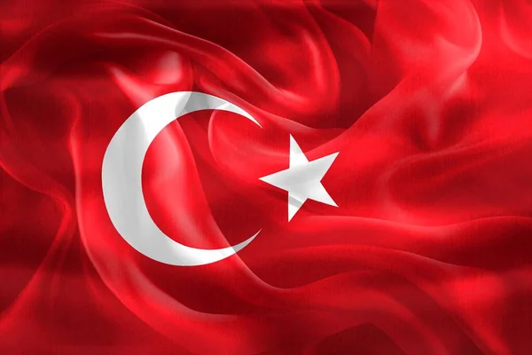 Ilustracja Flagi Turcji Realistyczna Flaga Falistej Tkaniny — Zdjęcie stockowe