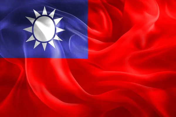 Boyutlu Tayvan Bayrağı Gerçekçi Kumaş Bayrağı Sallama — Stok fotoğraf