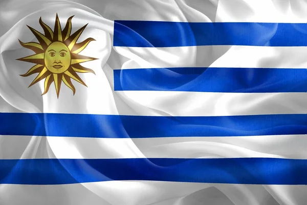 Illustration Einer Uruguay Flagge Realistisch Schwenkende Stofffahne — Stockfoto