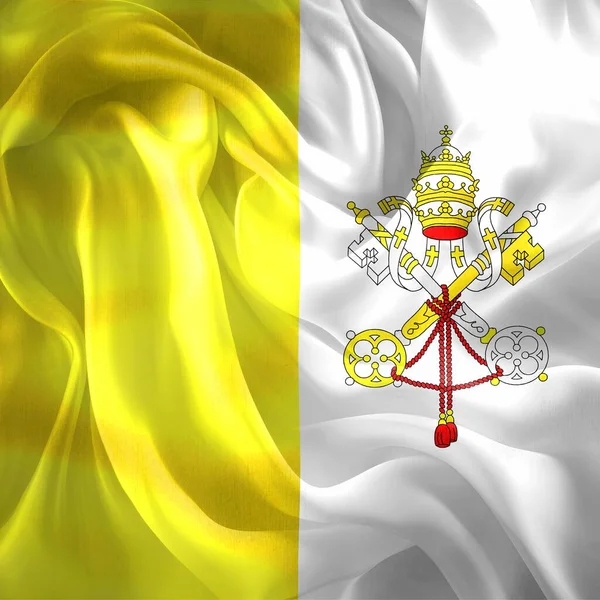 Ілюстрація Ватиканського Міського Прапора Реалістичний Махаючий Прапор — стокове фото